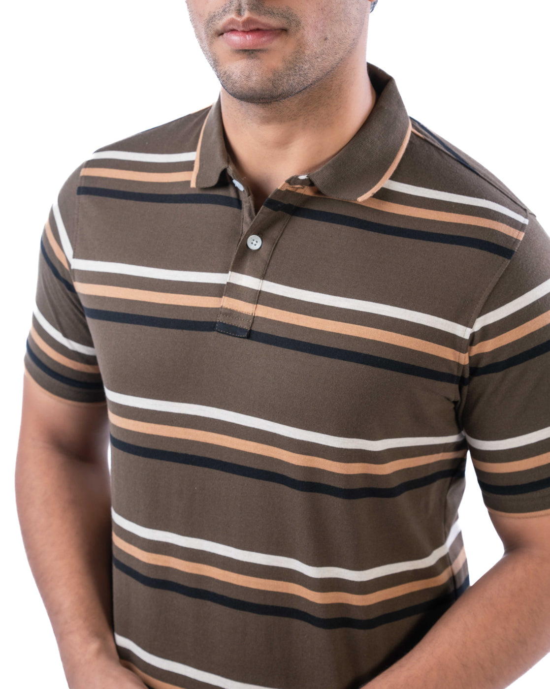 Men’s Olive Cotton Polo T-Shirt – Regular Fit Solid