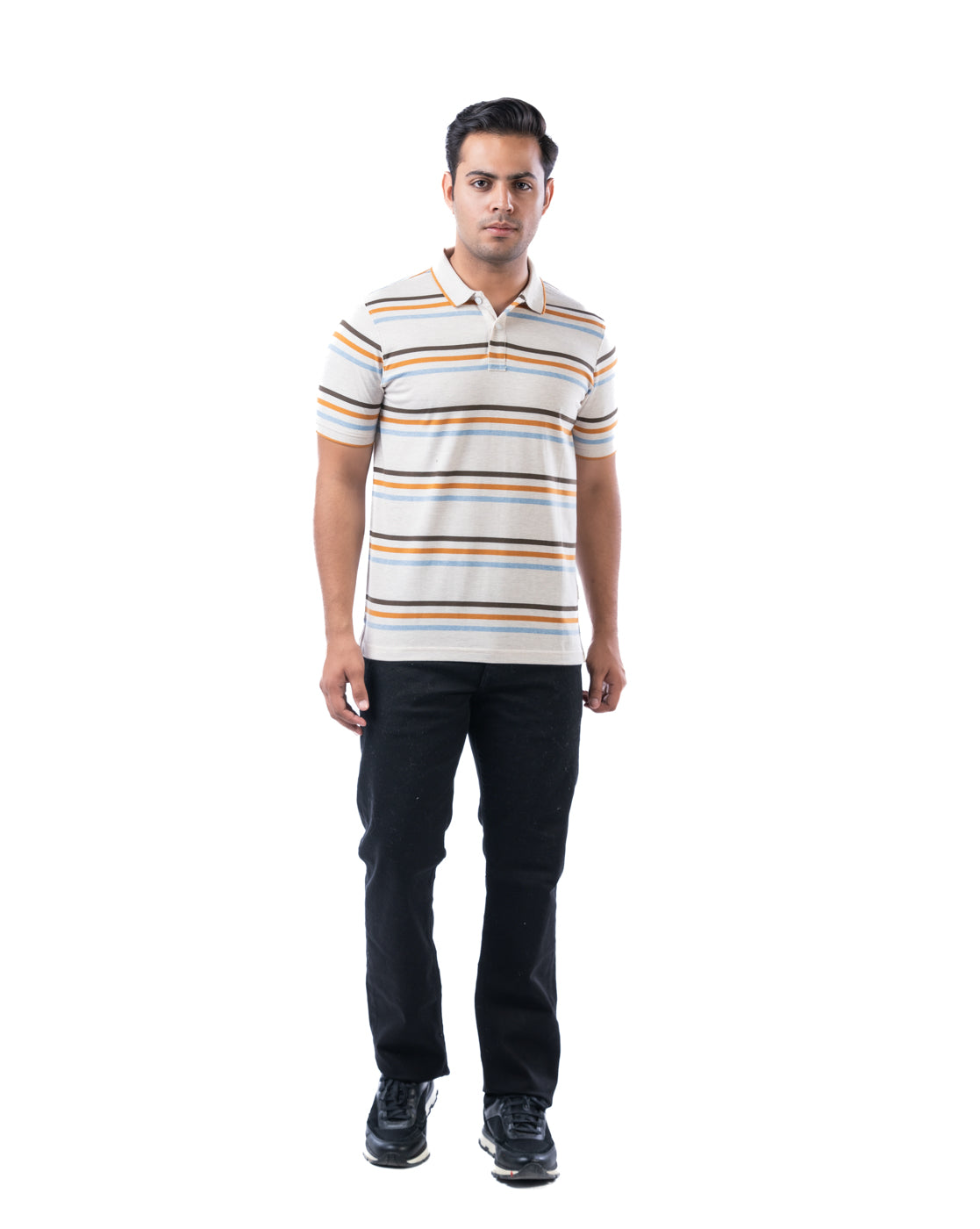 Men’s Beige Cotton Polo T-Shirt – Regular Fit Solid