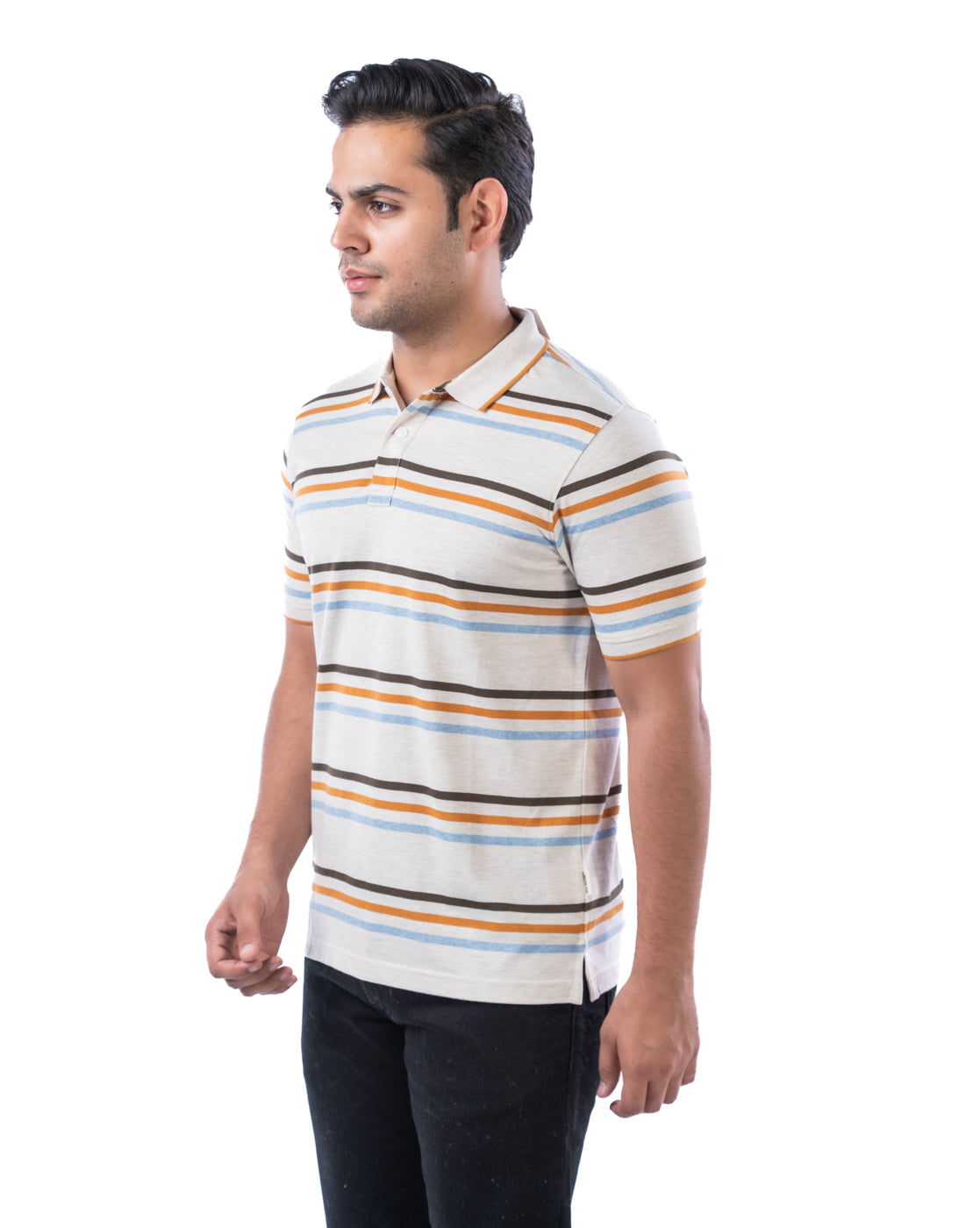 Men’s Beige Cotton Polo T-Shirt – Regular Fit Solid