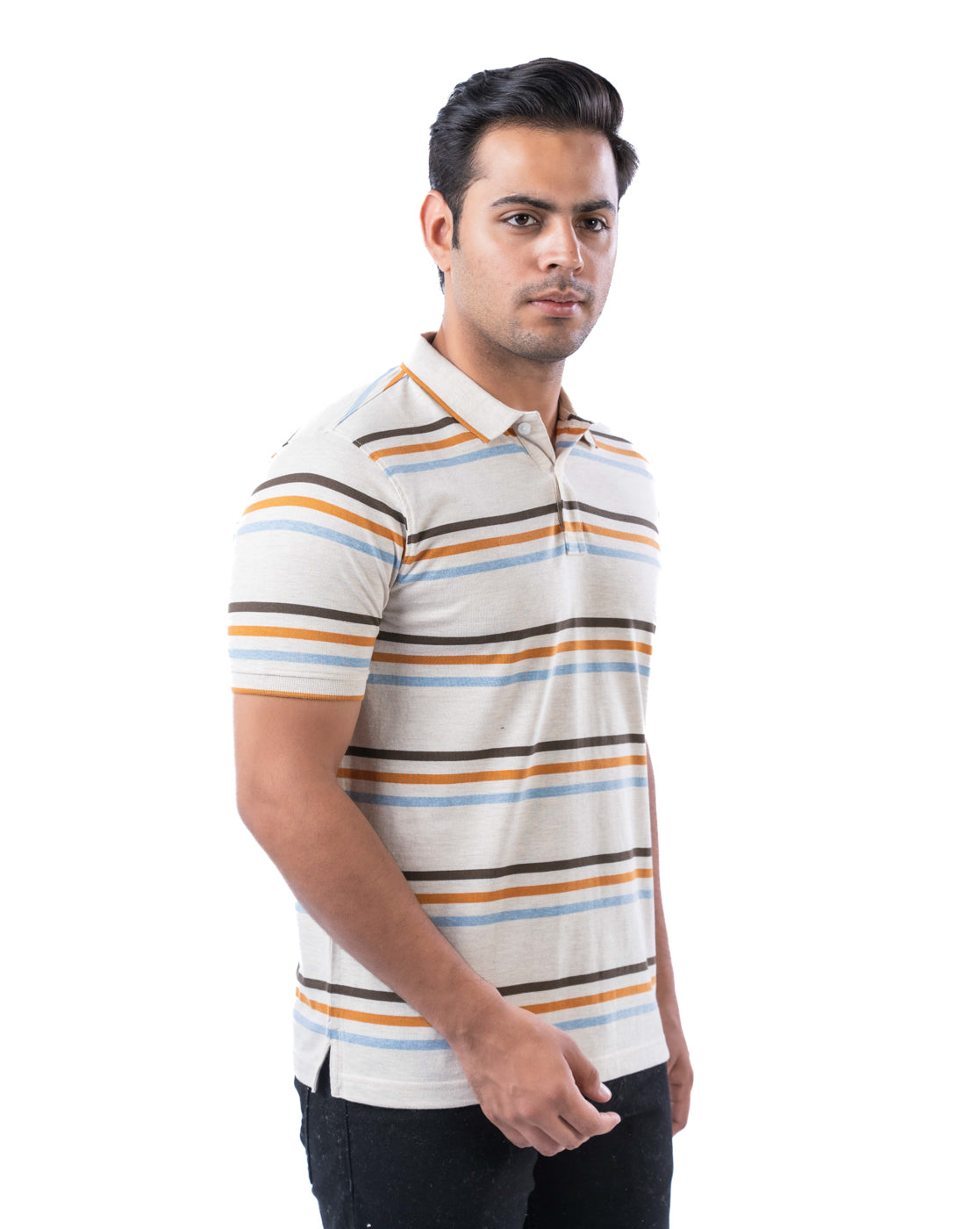 Men’s Beige Cotton Polo T-Shirt – Regular Fit Solid