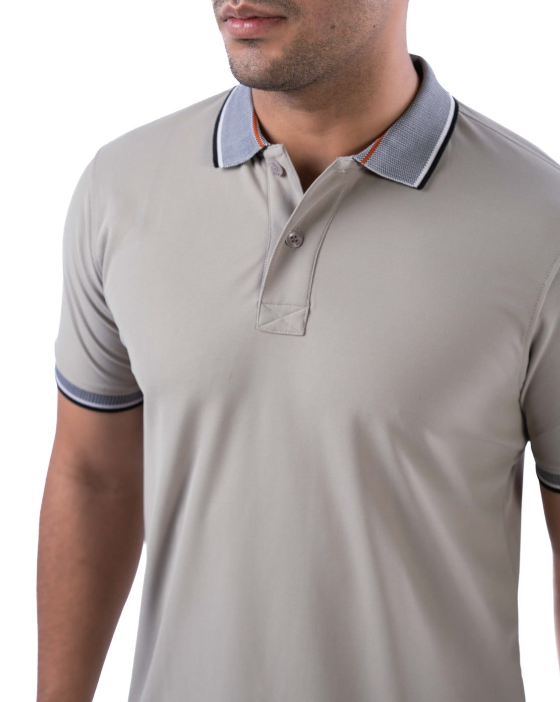 Men’s Grey Polo T-Shirt – Self Design Stretch Polyester