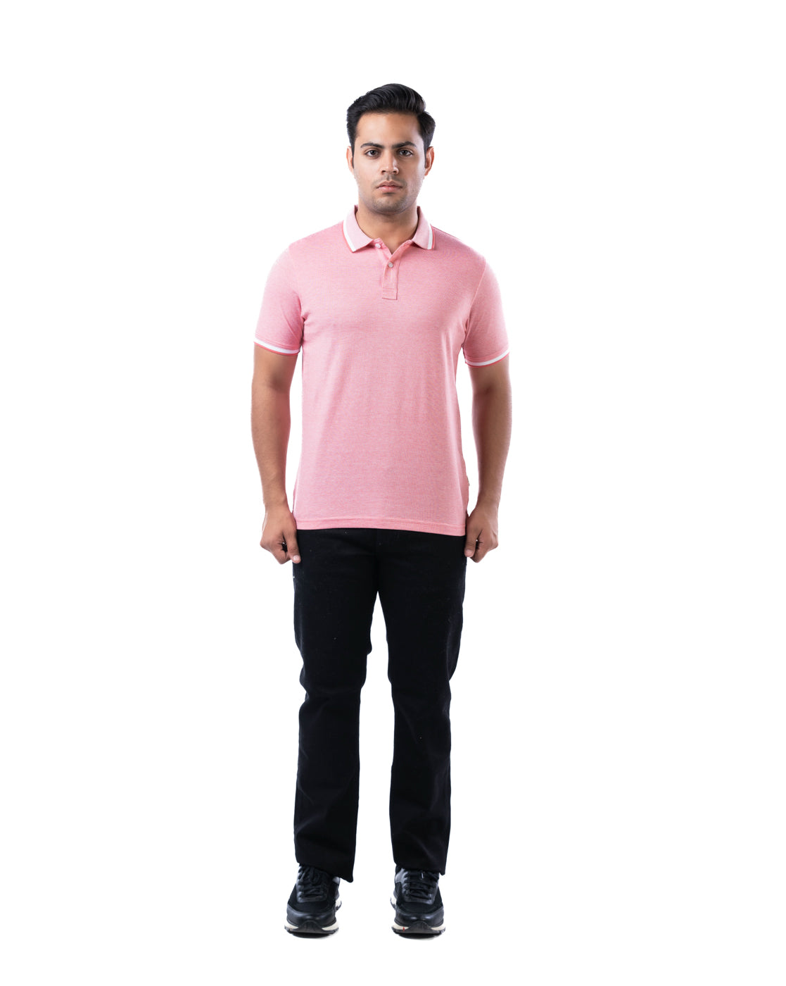 Men’s Peach Cotton Polo T-Shirt – Solid Regular Fit