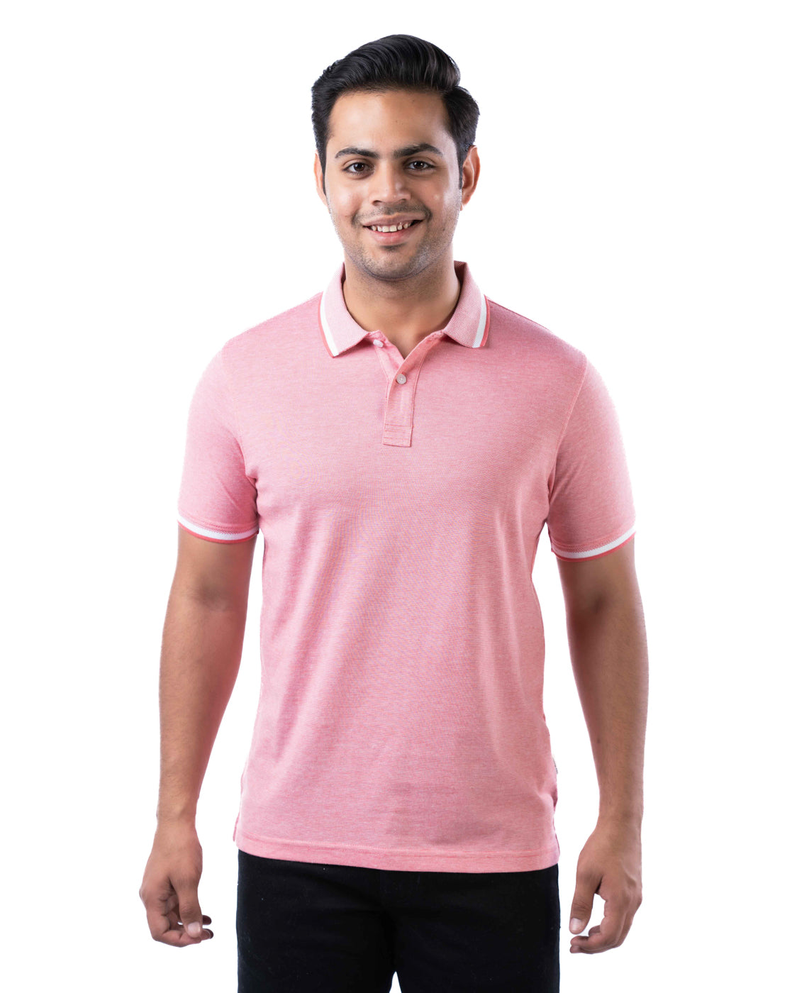 Men’s Peach Cotton Polo T-Shirt – Solid Regular Fit