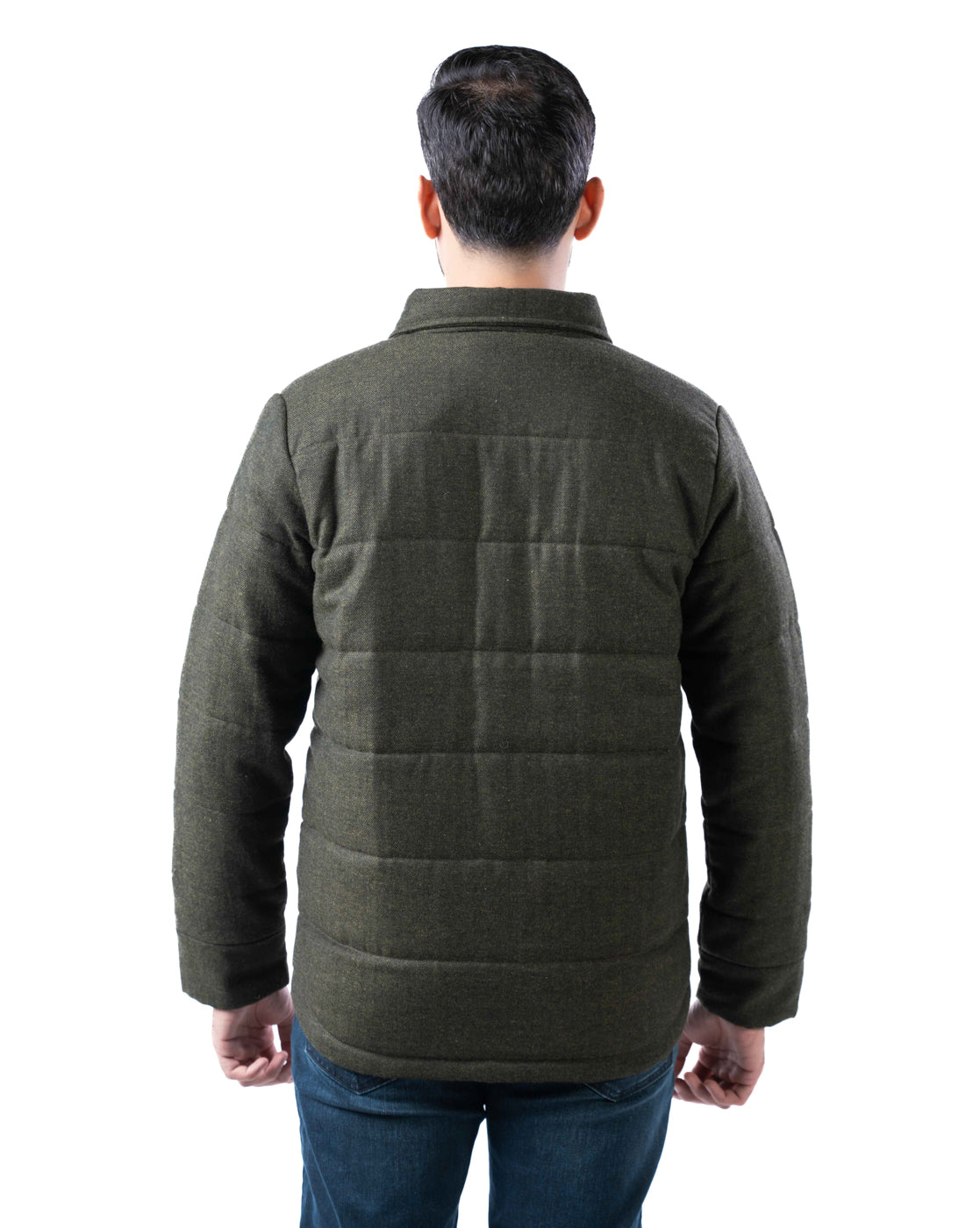 Men’s Olive Wool Blend Harrington Jacket – Quilted Warmth