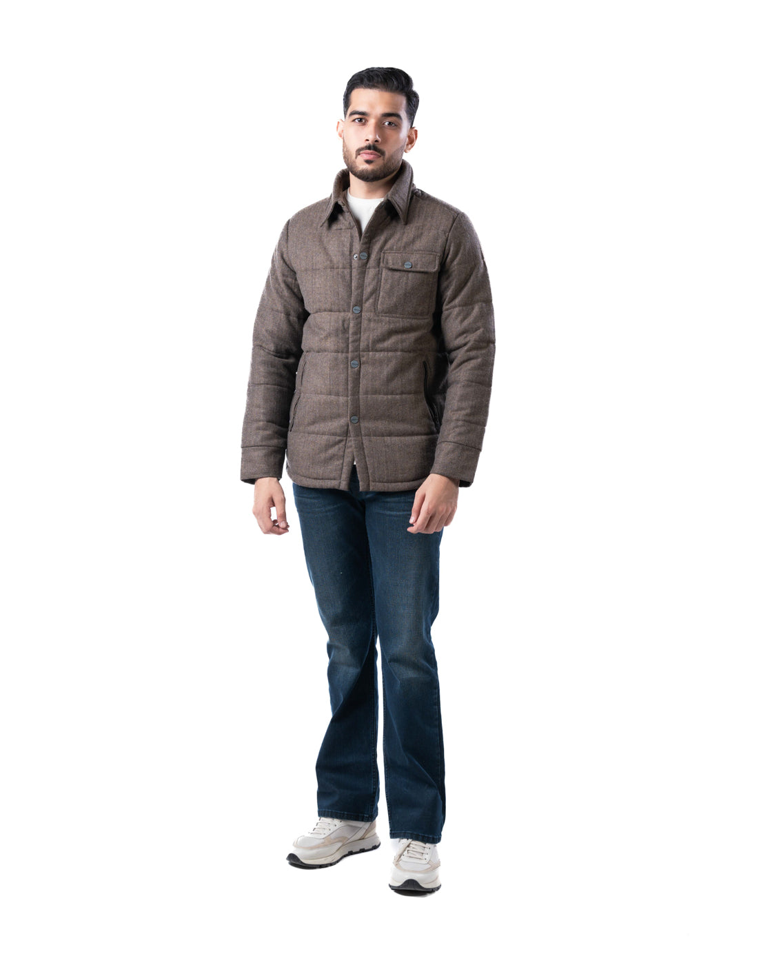Men’s Khaki Wool Blend Harrington Jacket