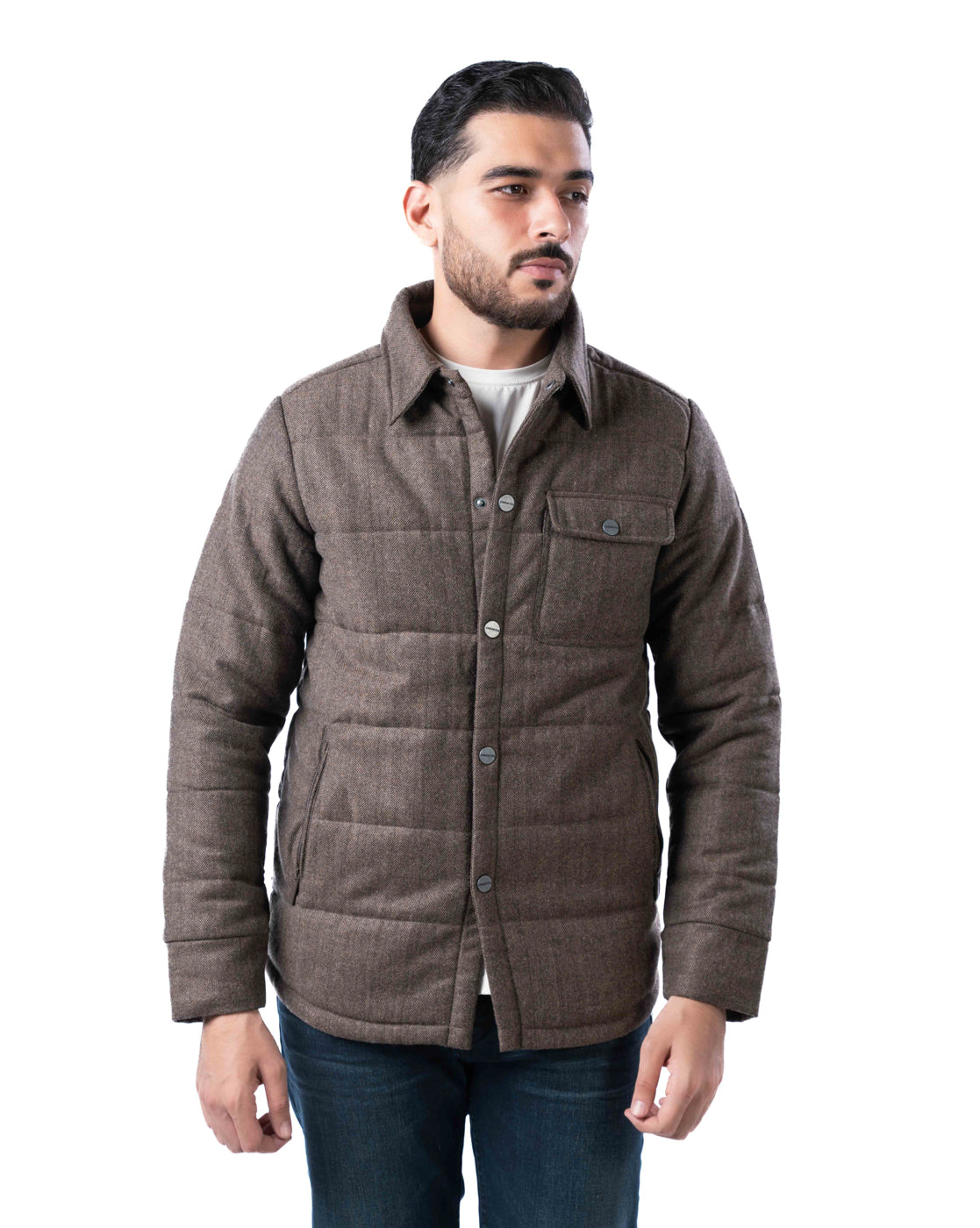 Men’s Khaki Wool Blend Harrington Jacket
