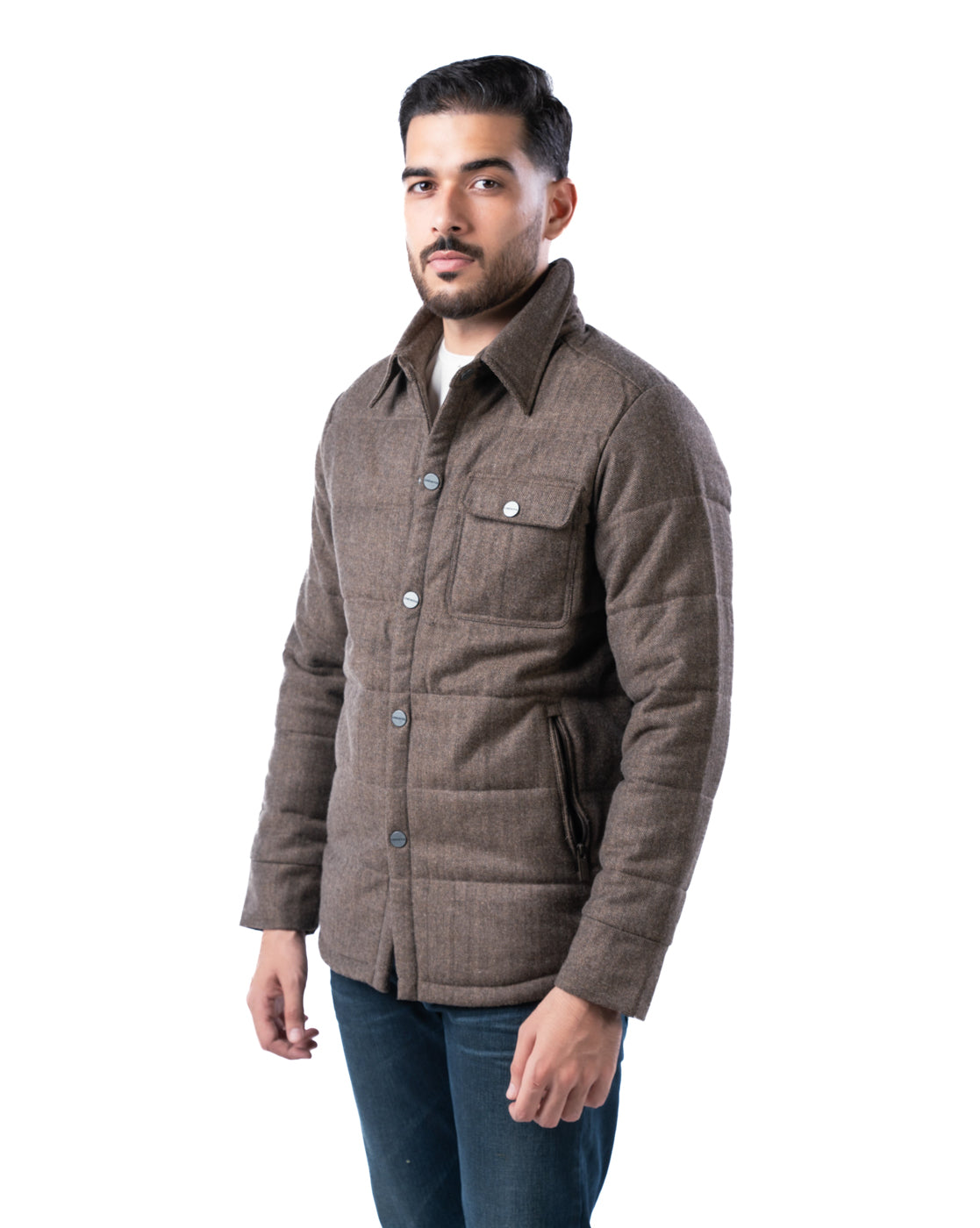 Men’s Khaki Wool Blend Harrington Jacket