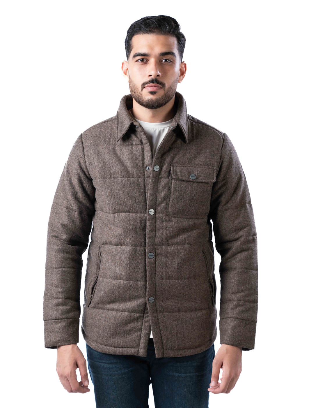 Men’s Khaki Wool Blend Harrington Jacket