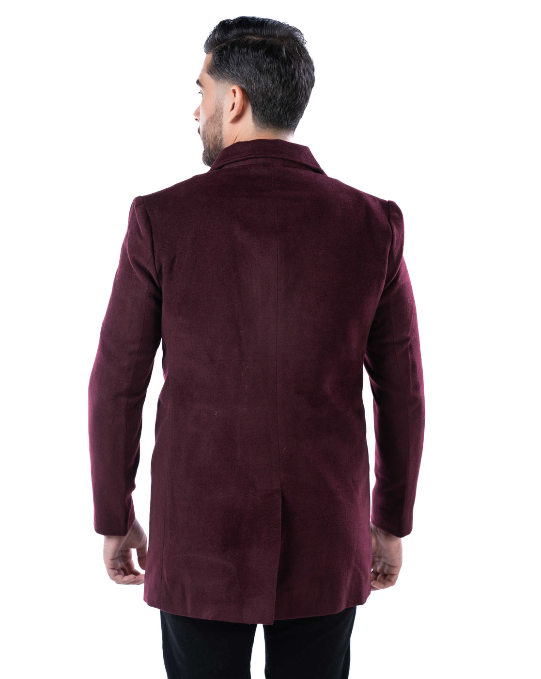 Men’s Wine Double-Breasted Polyester Blazer with Notched Lapel & Horn Buttons