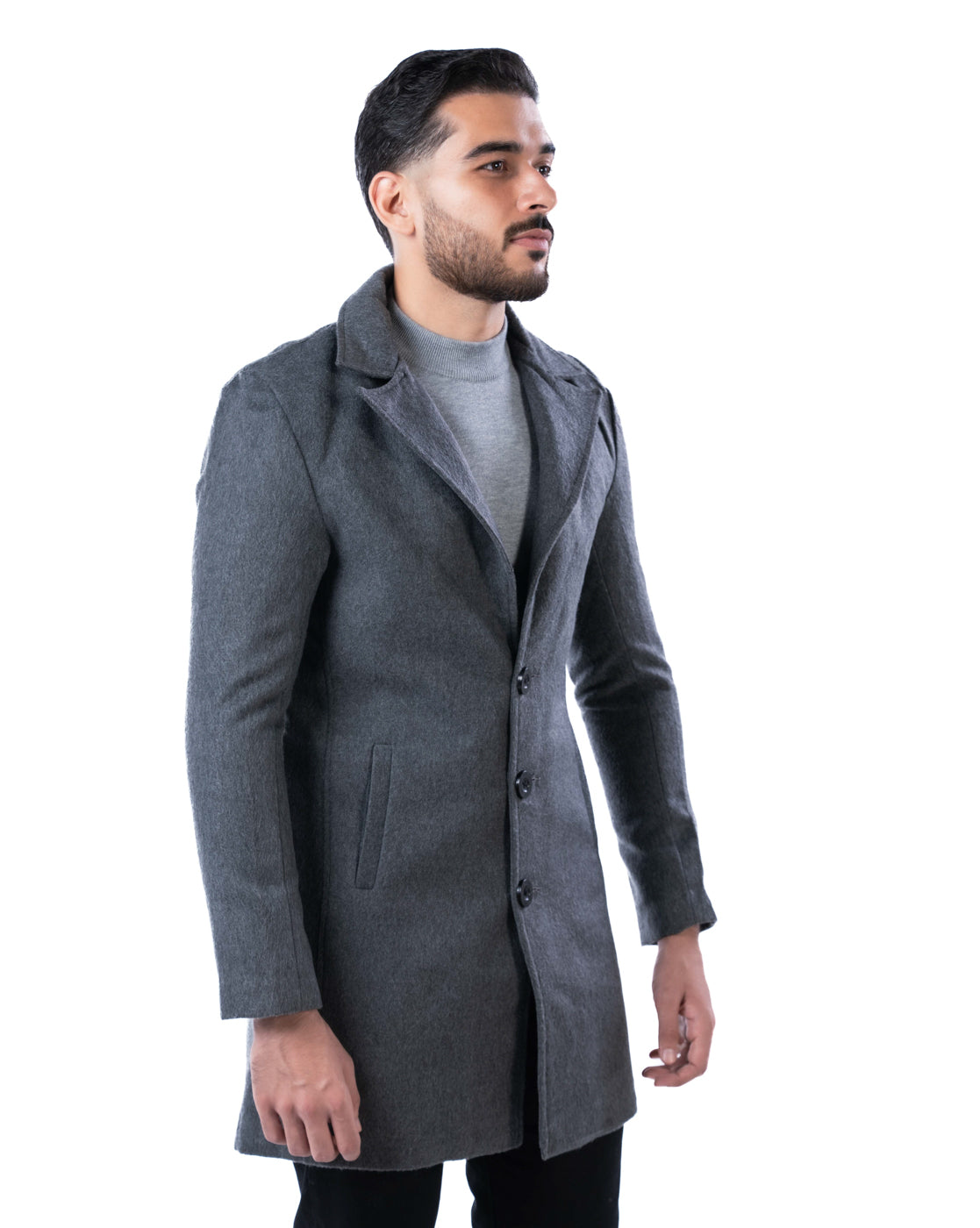 Men’s Charcoal Single-Breasted Polyester Blazer with Notched Lapel and Inner Pocket