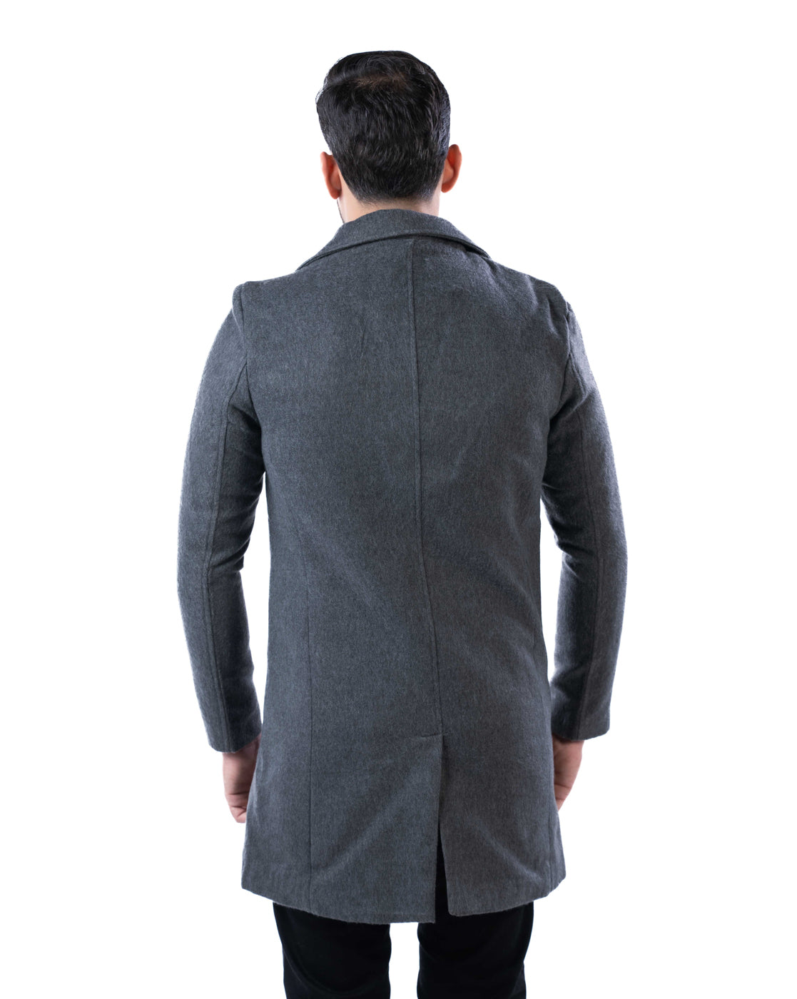 Men’s Charcoal Single-Breasted Polyester Blazer with Notched Lapel and Inner Pocket