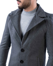 Men’s Charcoal Single-Breasted Polyester Blazer with Notched Lapel and Inner Pocket
