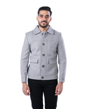 Men’s Dark Grey Cutaway Collar Bomber Jacket