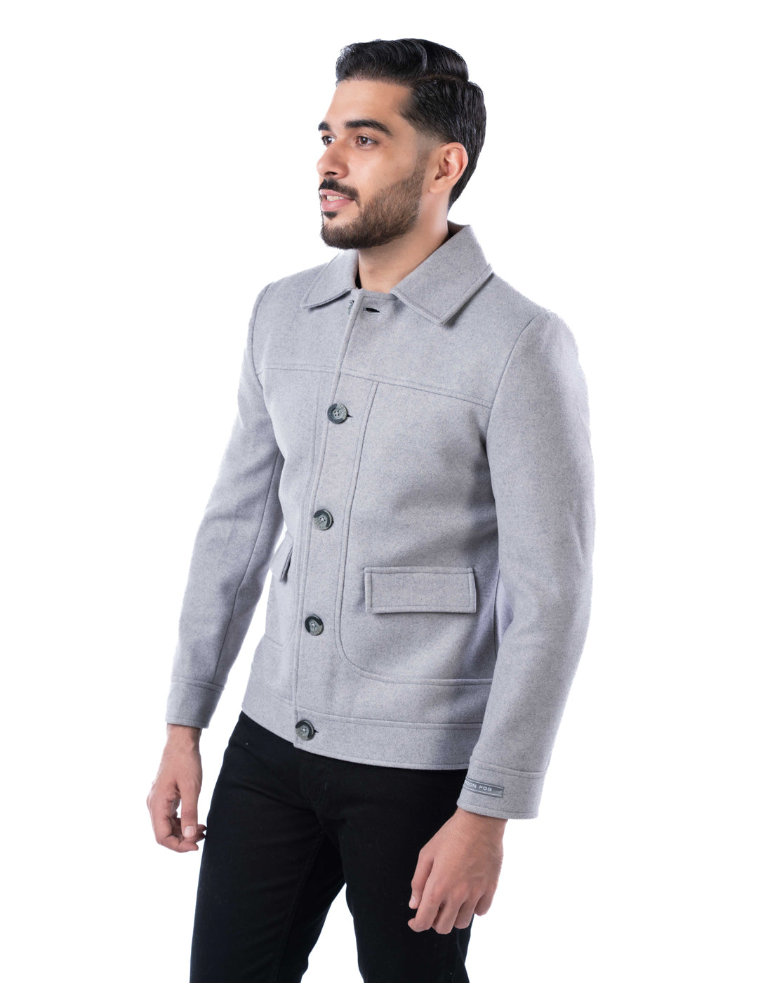 Men’s Dark Grey Cutaway Collar Bomber Jacket
