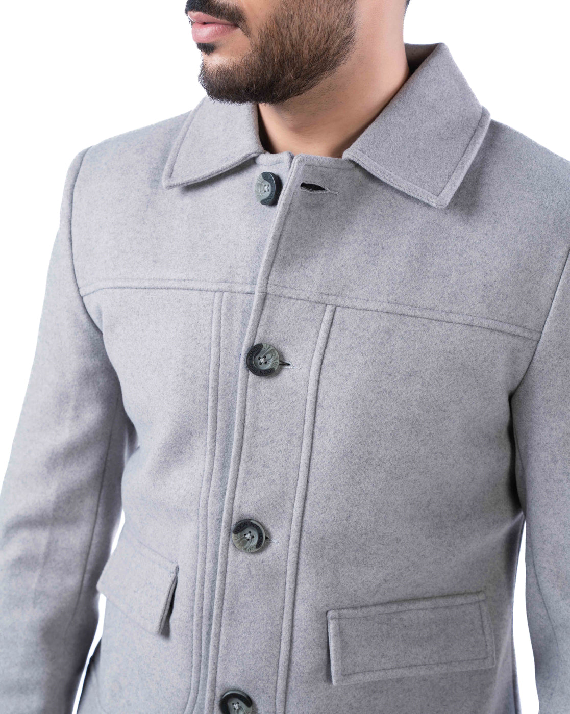 Men’s Dark Grey Cutaway Collar Bomber Jacket