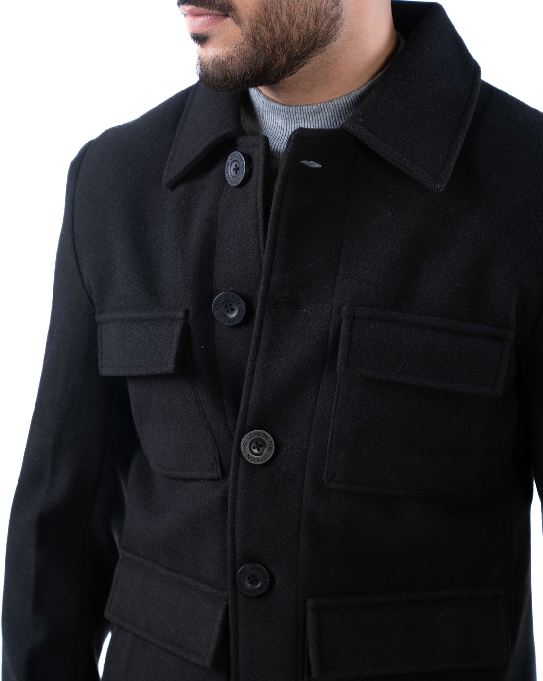 Men’s Black Cutaway Collar Bomber Jacket