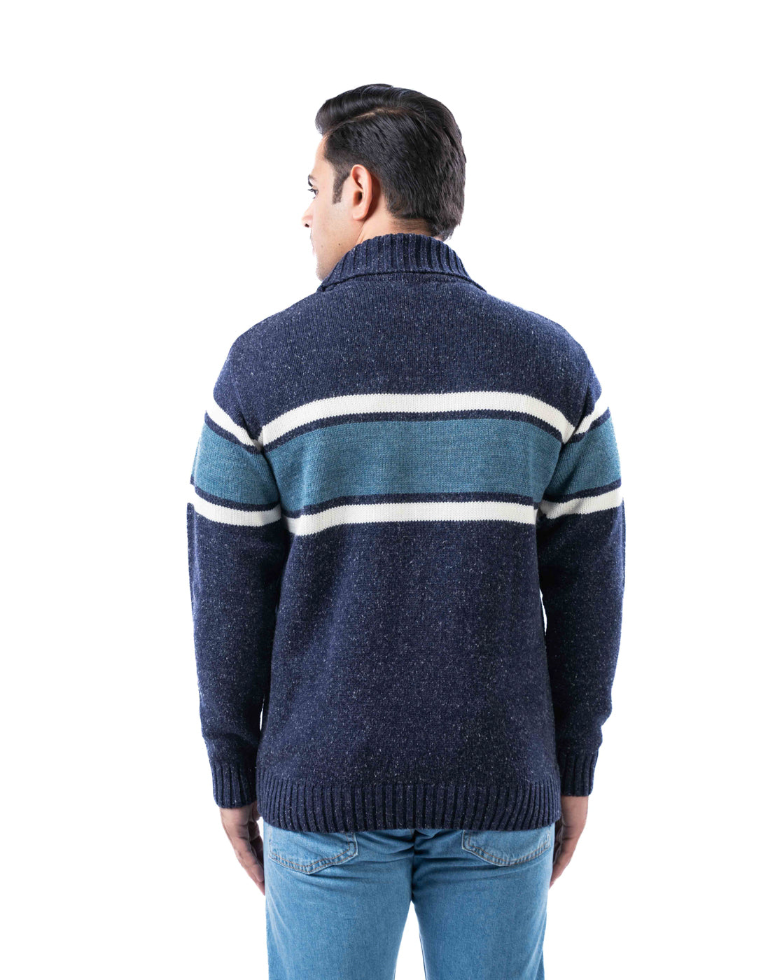 Men’s Multicolor Nep Yarn Cotton High Neck Sweater