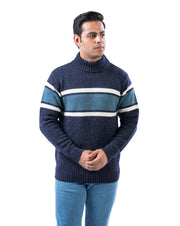 Men’s Multicolor Nep Yarn Cotton High Neck Sweater