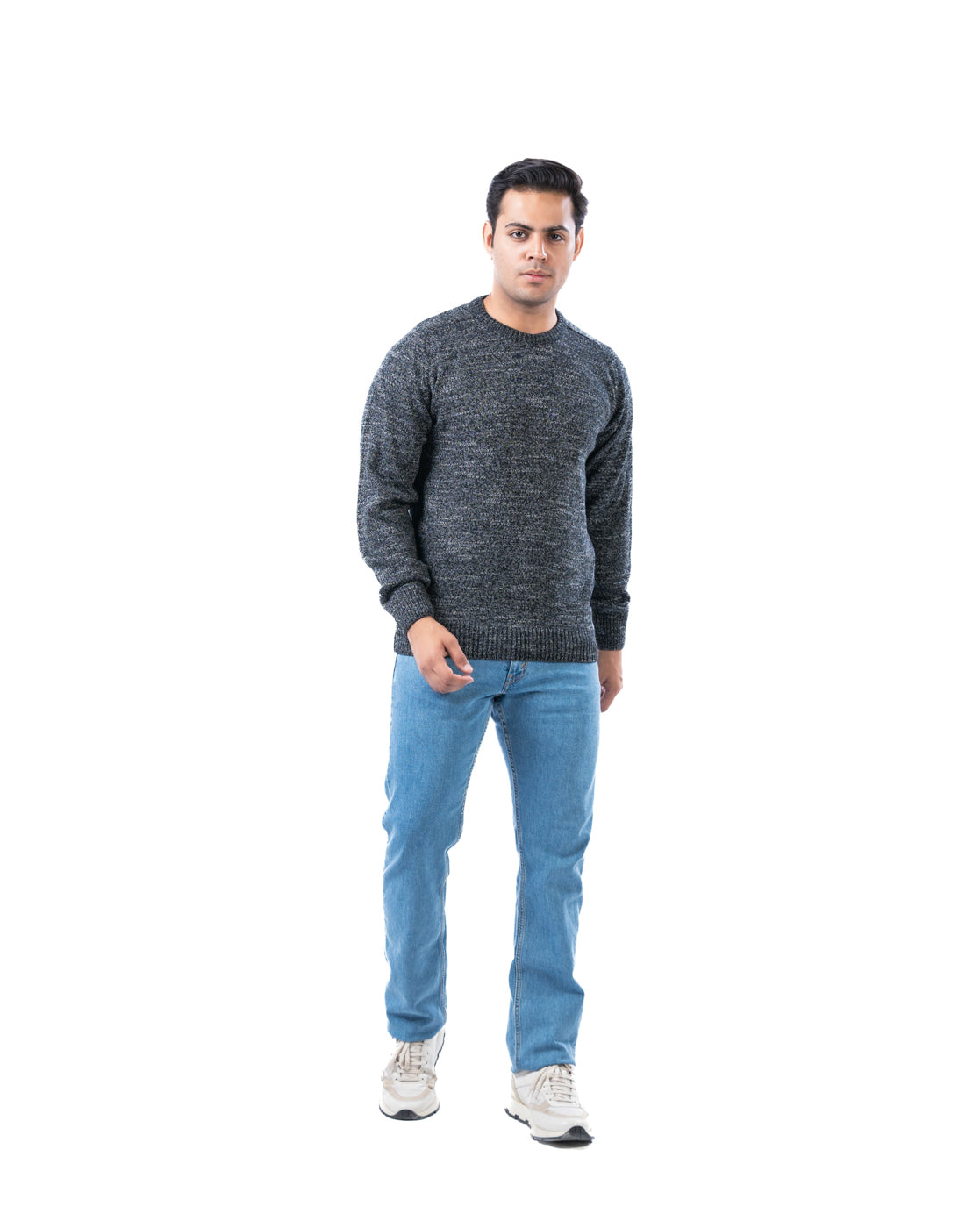 Men’s Black Polyamide Crew Neck Pullover with Raglan Sleeves