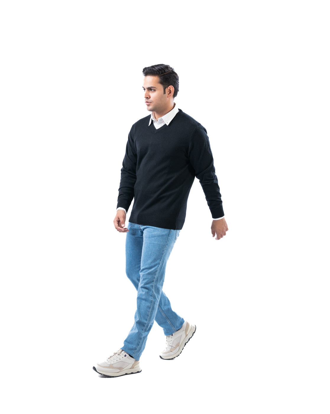 Men’s Black V-Neck Acrylic Pullover