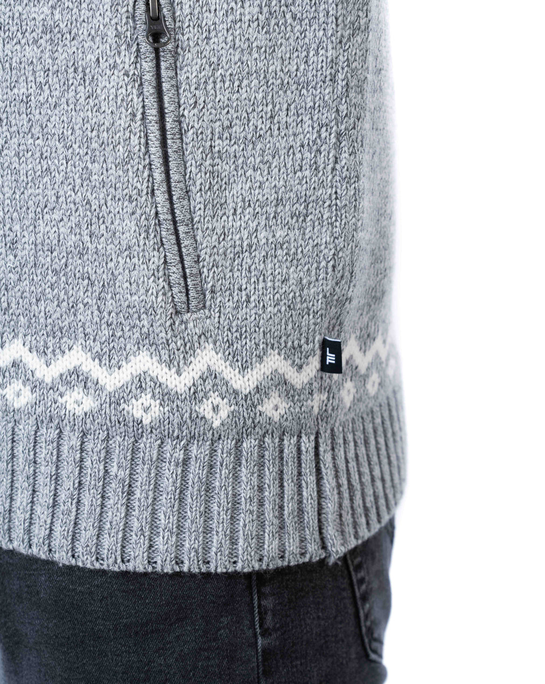 Men’s Light Grey Acrowool Zipper Cardigan with Pockets