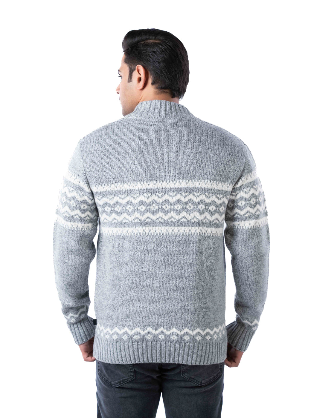 Men’s Light Grey Acrowool Zipper Cardigan with Pockets