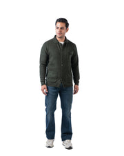 Men’s Olive Acrowool Cardigan with Chest Flap Pocket and Branded Buttons